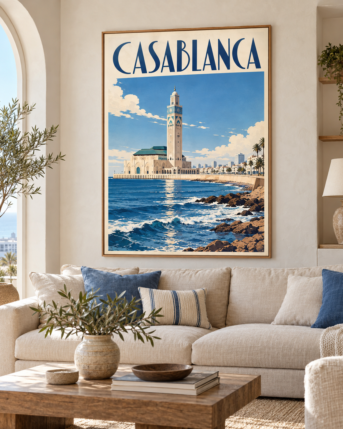 Tableau Affiche Casablanca accroché dans un intérieur