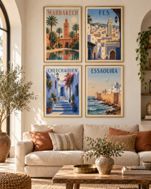 Tableau Affiches de voyage accroché dans un intérieur