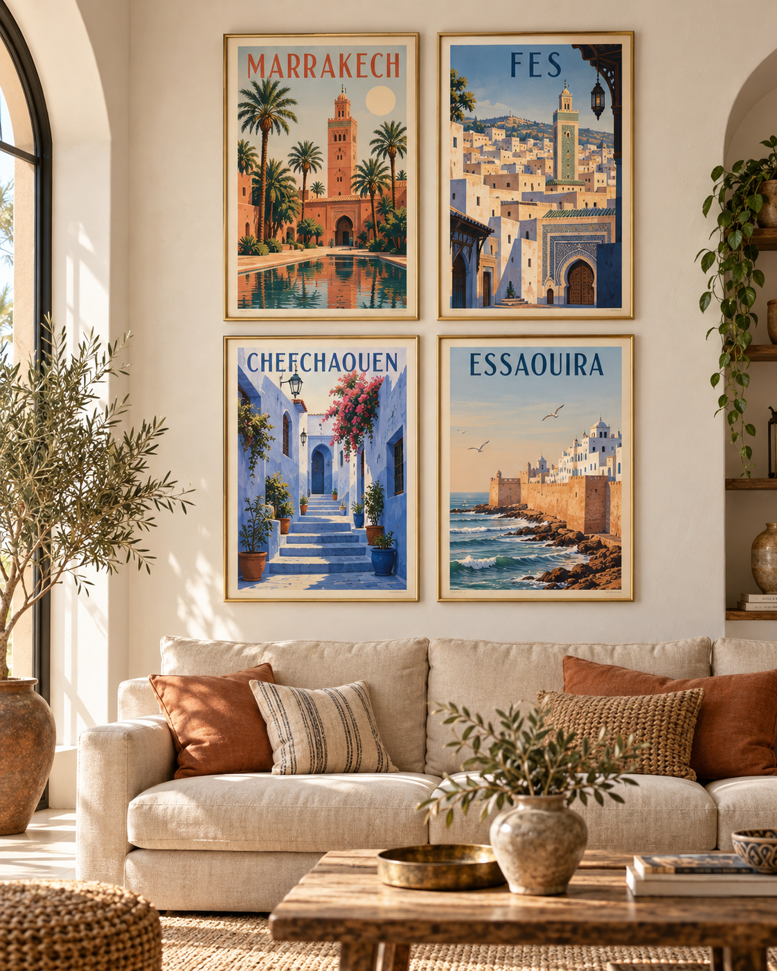 Tableau Affiches de voyage accroché dans un intérieur