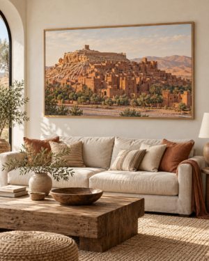Tableau Aït Benhaddou accroché dans un intérieur