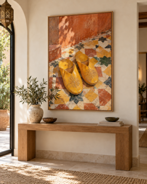 Tableau Babouches accroché dans un intérieur