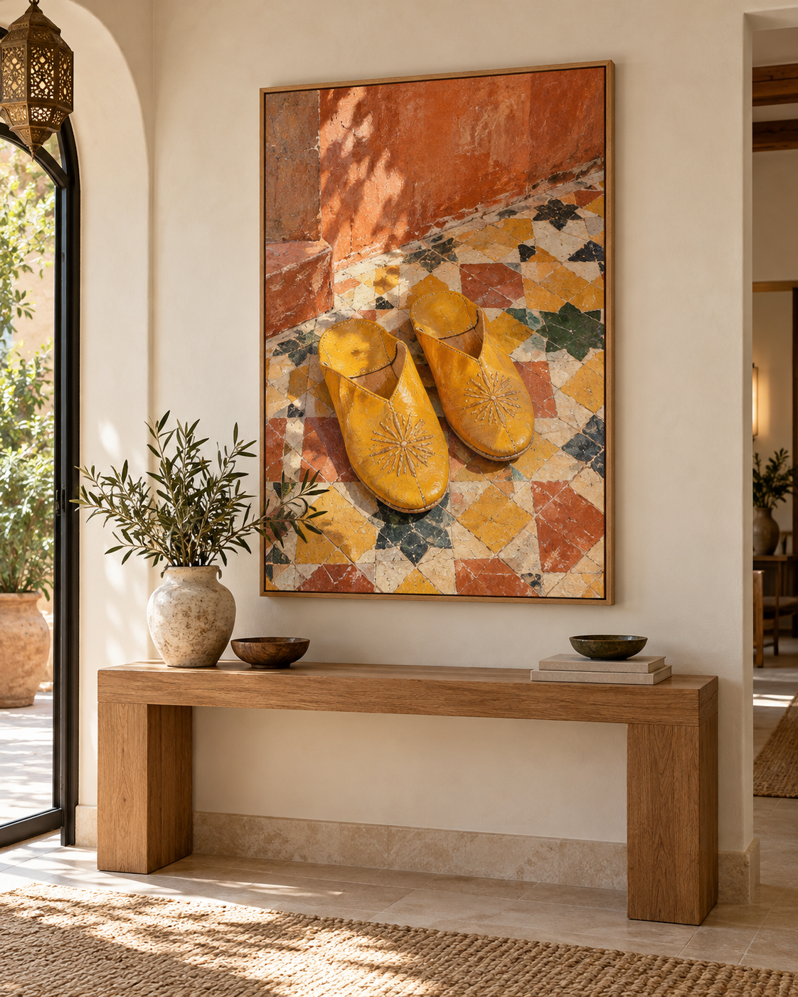 Tableau Babouches accroché dans un intérieur