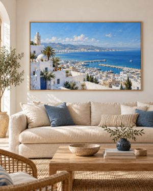 Tableau Baie de Tanger accroché dans un intérieur