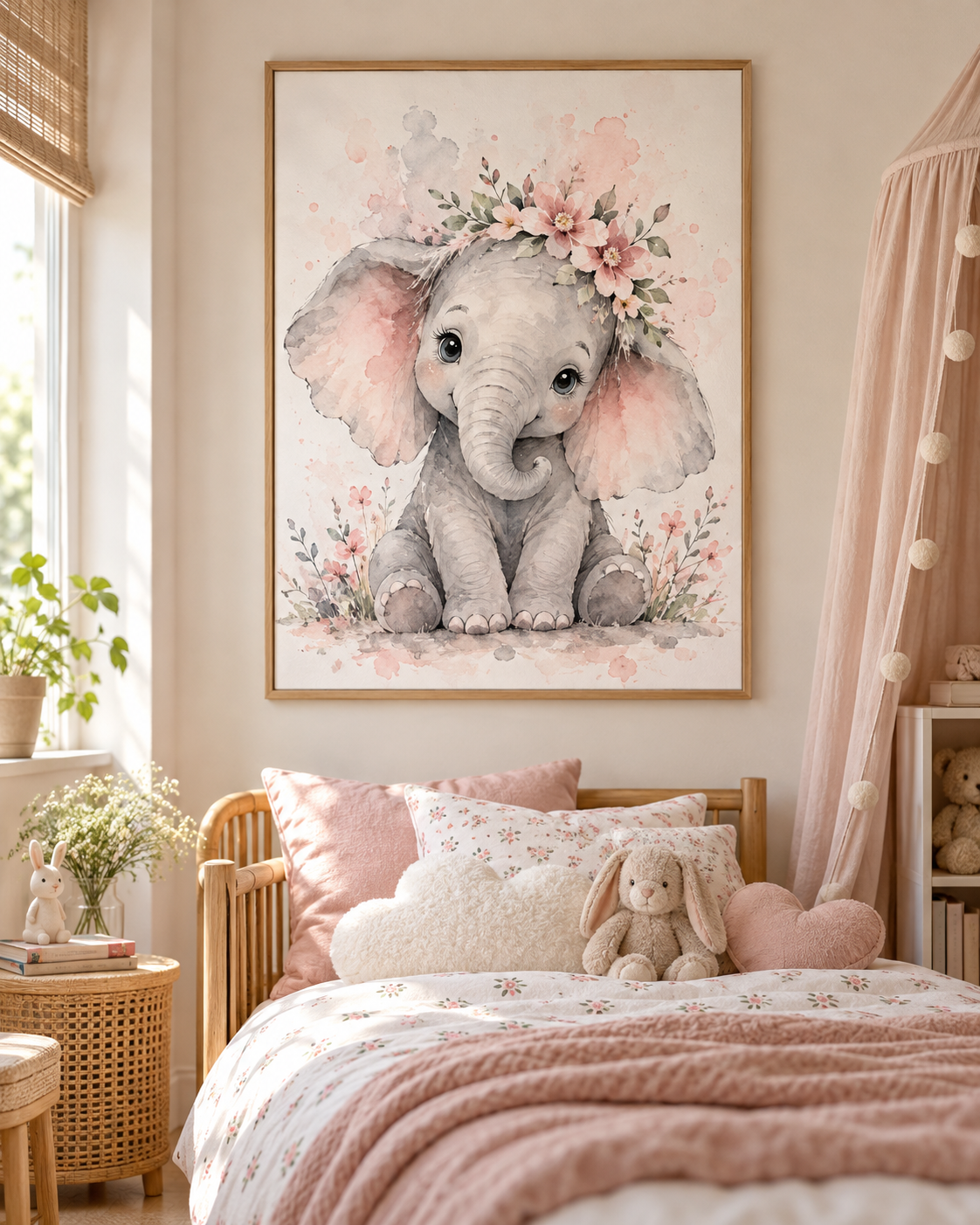 Tableau Bébé éléphant accroché dans un intérieur