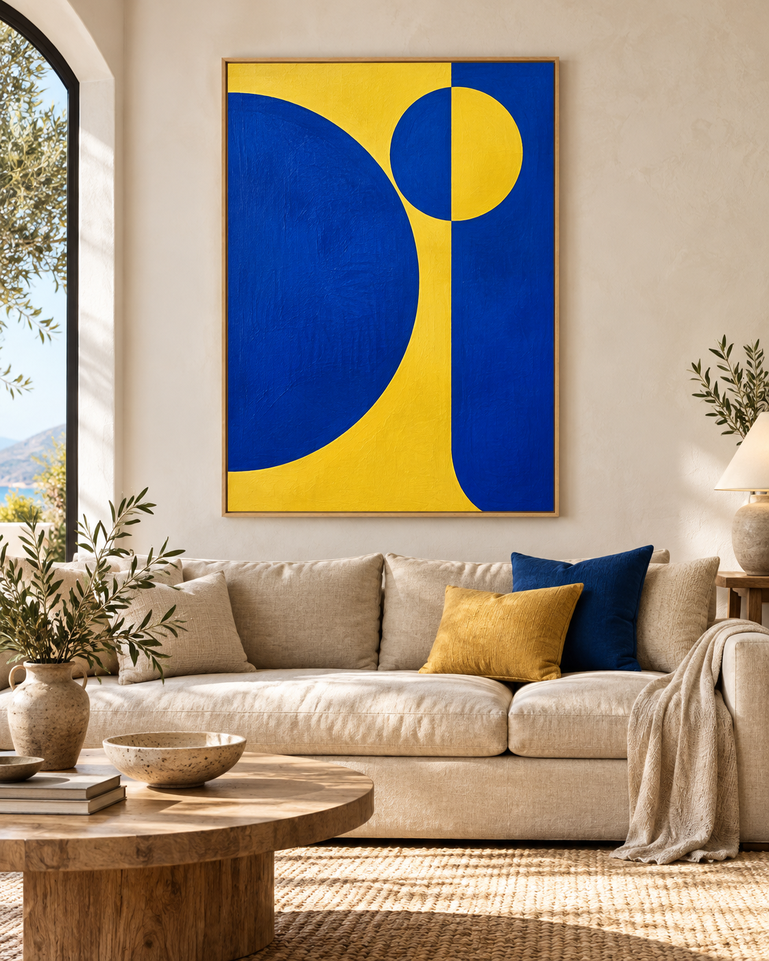 Tableau Bleu Majorelle accroché dans un intérieur