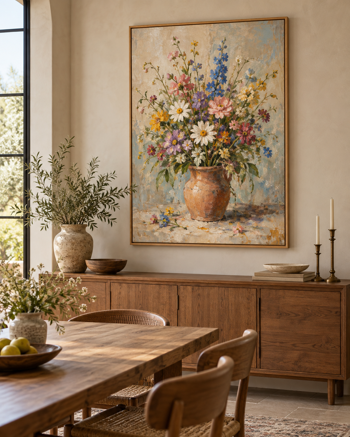 Tableau Bouquet sauvage accroché dans un intérieur