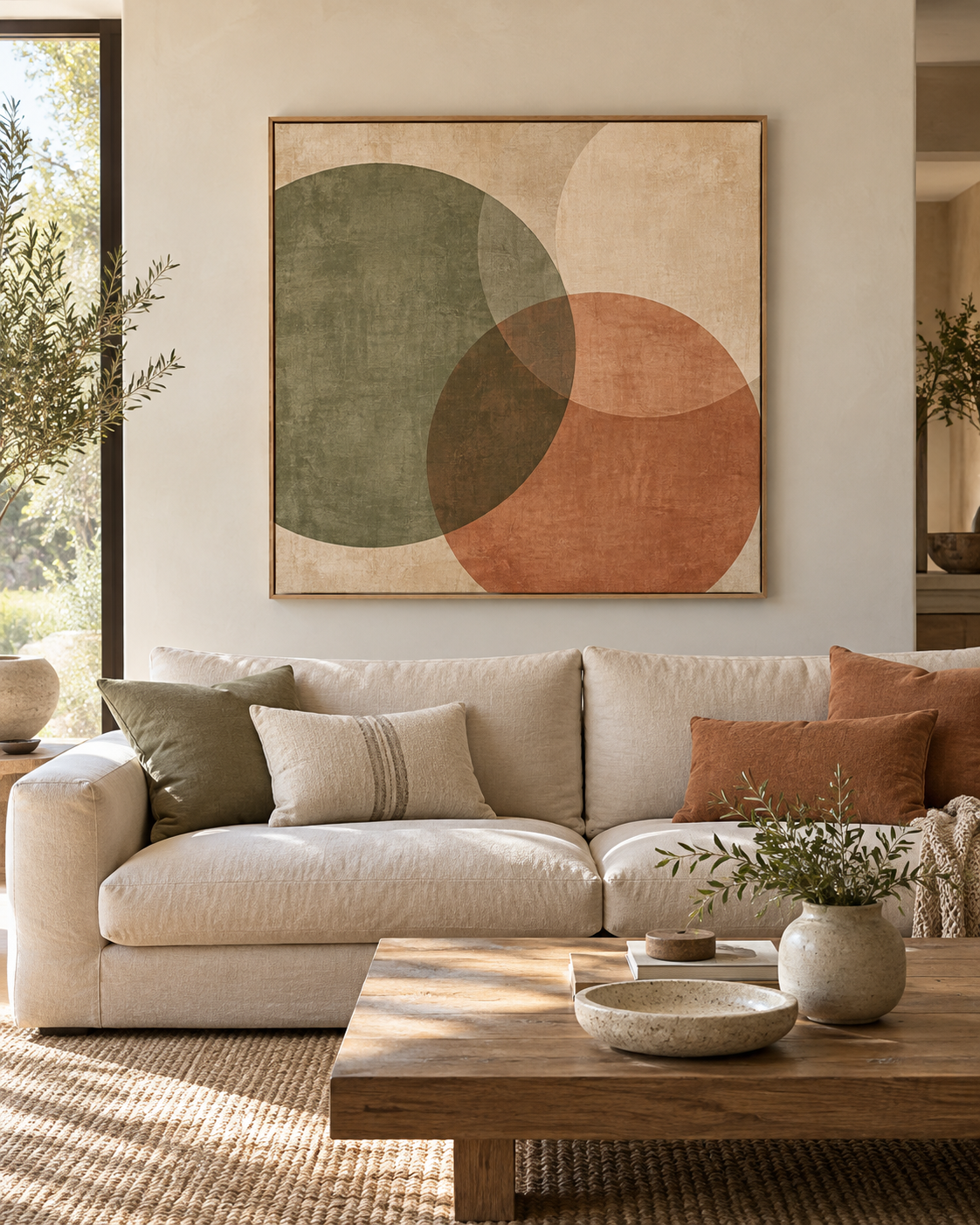 Tableau Cercles accroché dans un intérieur