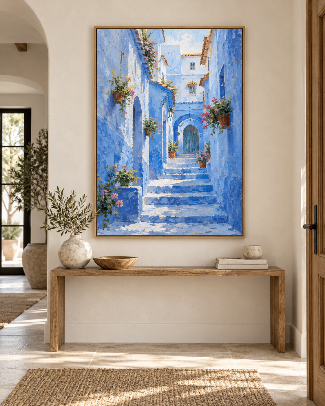 Tableau Chefchaouen accroché dans un intérieur