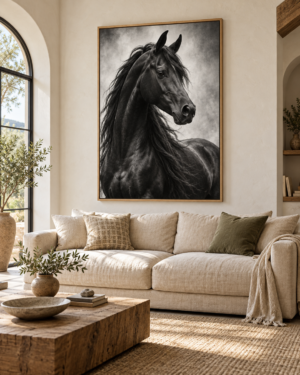 Tableau Cheval arabe accroché dans un intérieur
