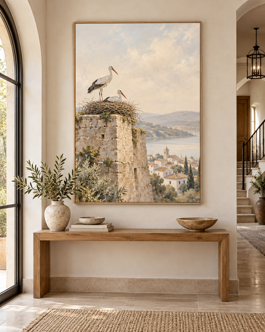 Tableau Cigognes accroché dans un intérieur