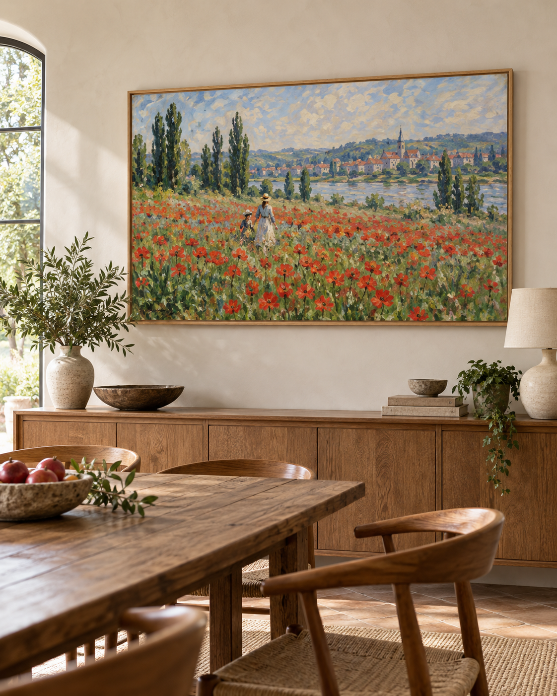 Tableau Coquelicots d'été accroché dans un intérieur