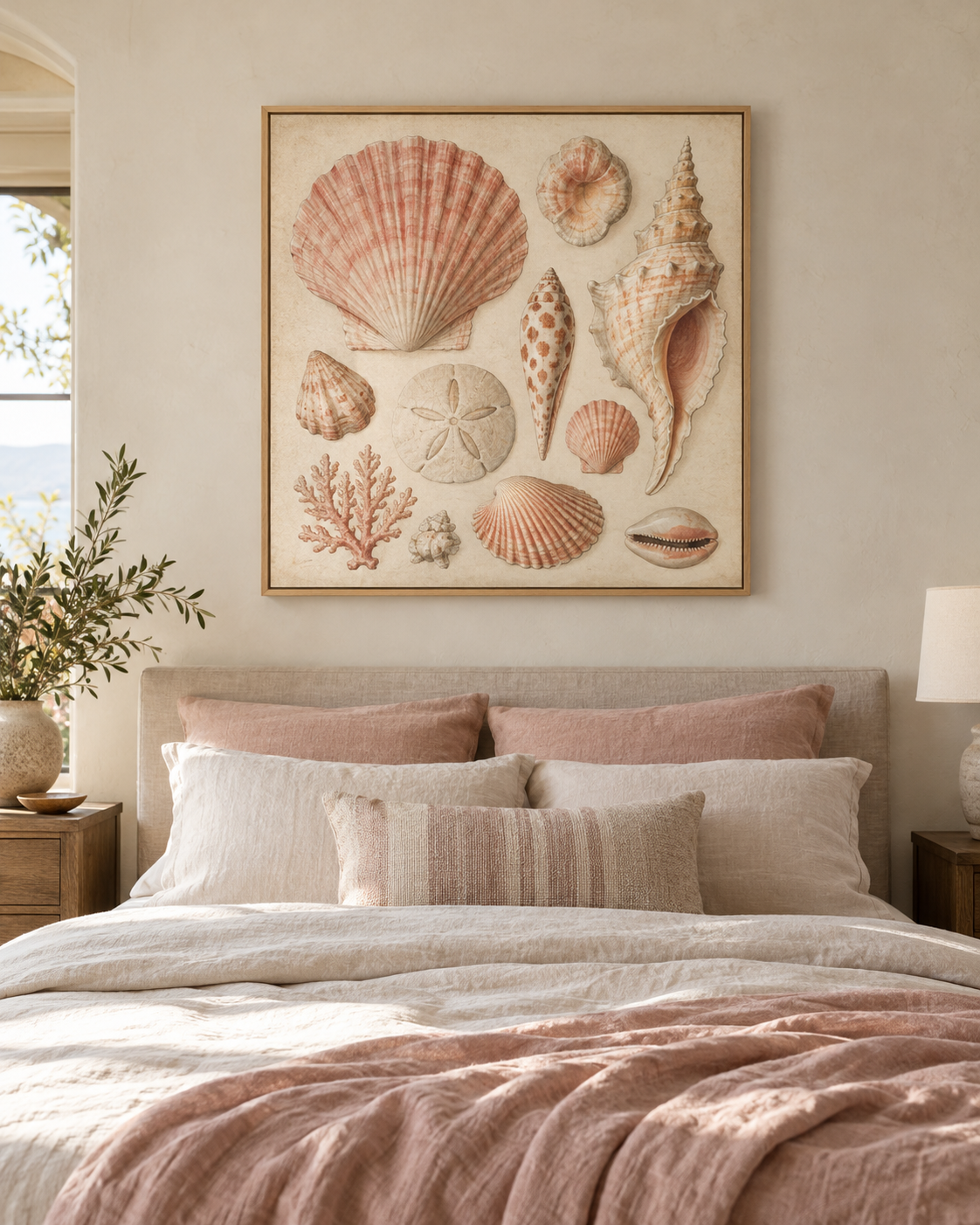 Tableau Coquillages accroché dans un intérieur