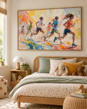 Tableau Course accroché dans un intérieur