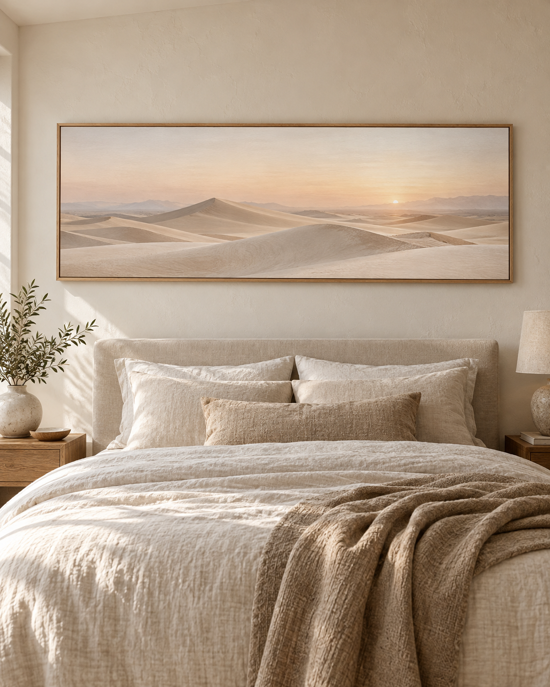 Tableau Désert blanc accroché dans un intérieur