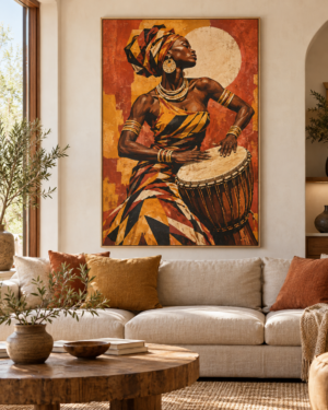 Tableau Djembé accroché dans un intérieur
