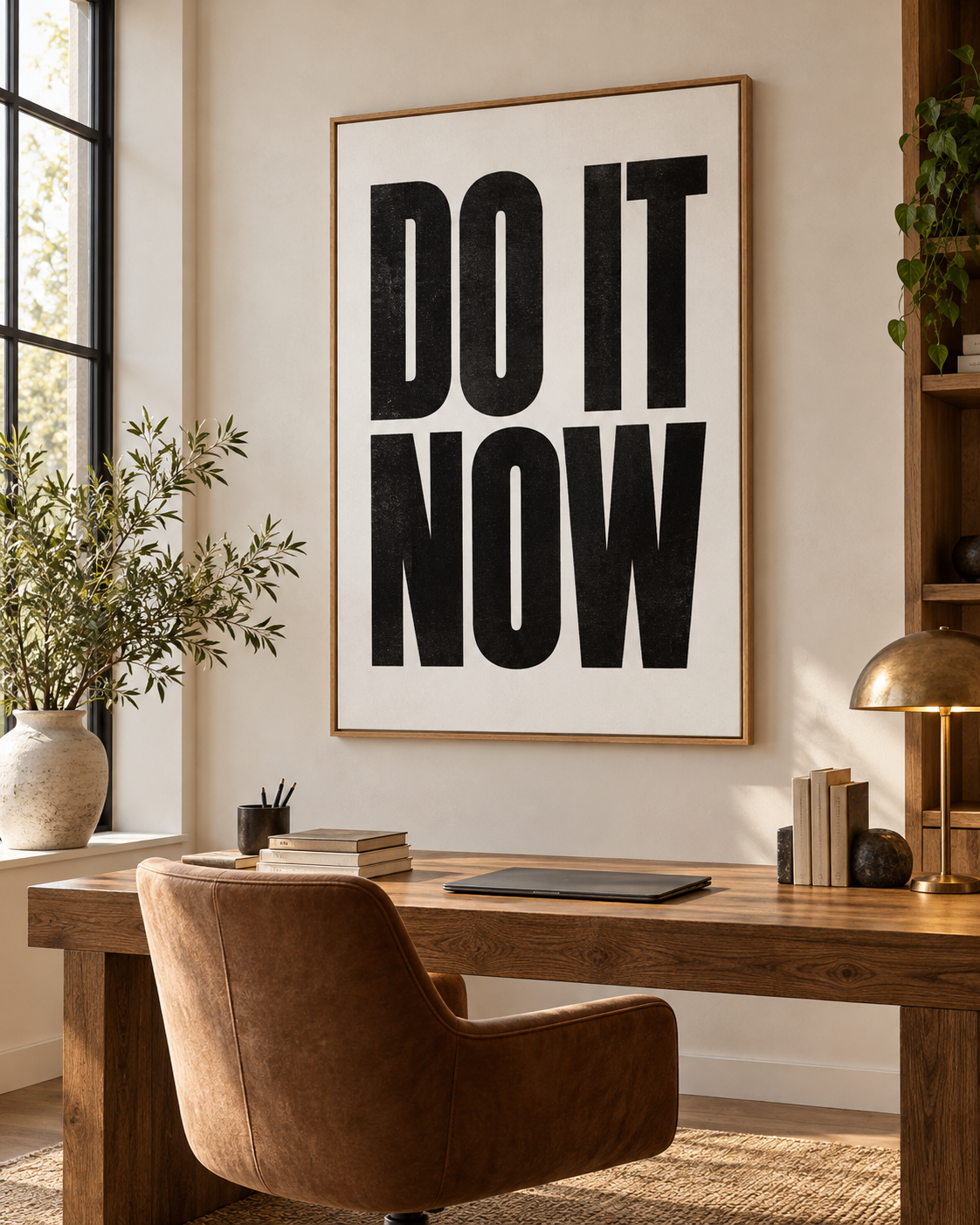 Tableau Do it now accroché dans un intérieur