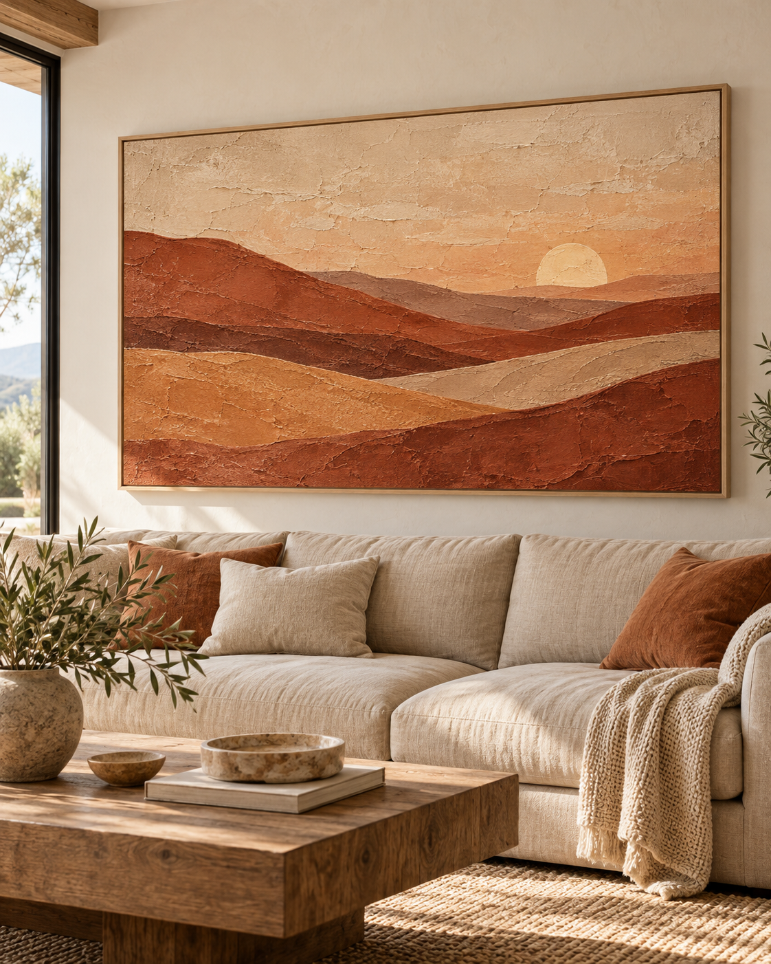 Tableau Dune d'ocre accroché dans un intérieur