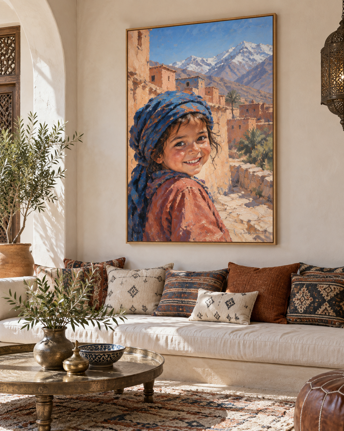 Tableau Enfant de l'Atlas accroché dans un intérieur