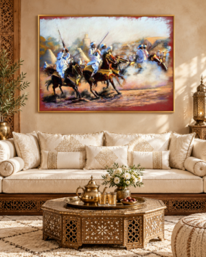 Tableau Fantasia blanche accroché dans un intérieur