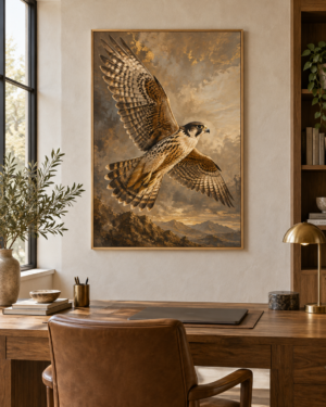 Tableau Faucon accroché dans un intérieur
