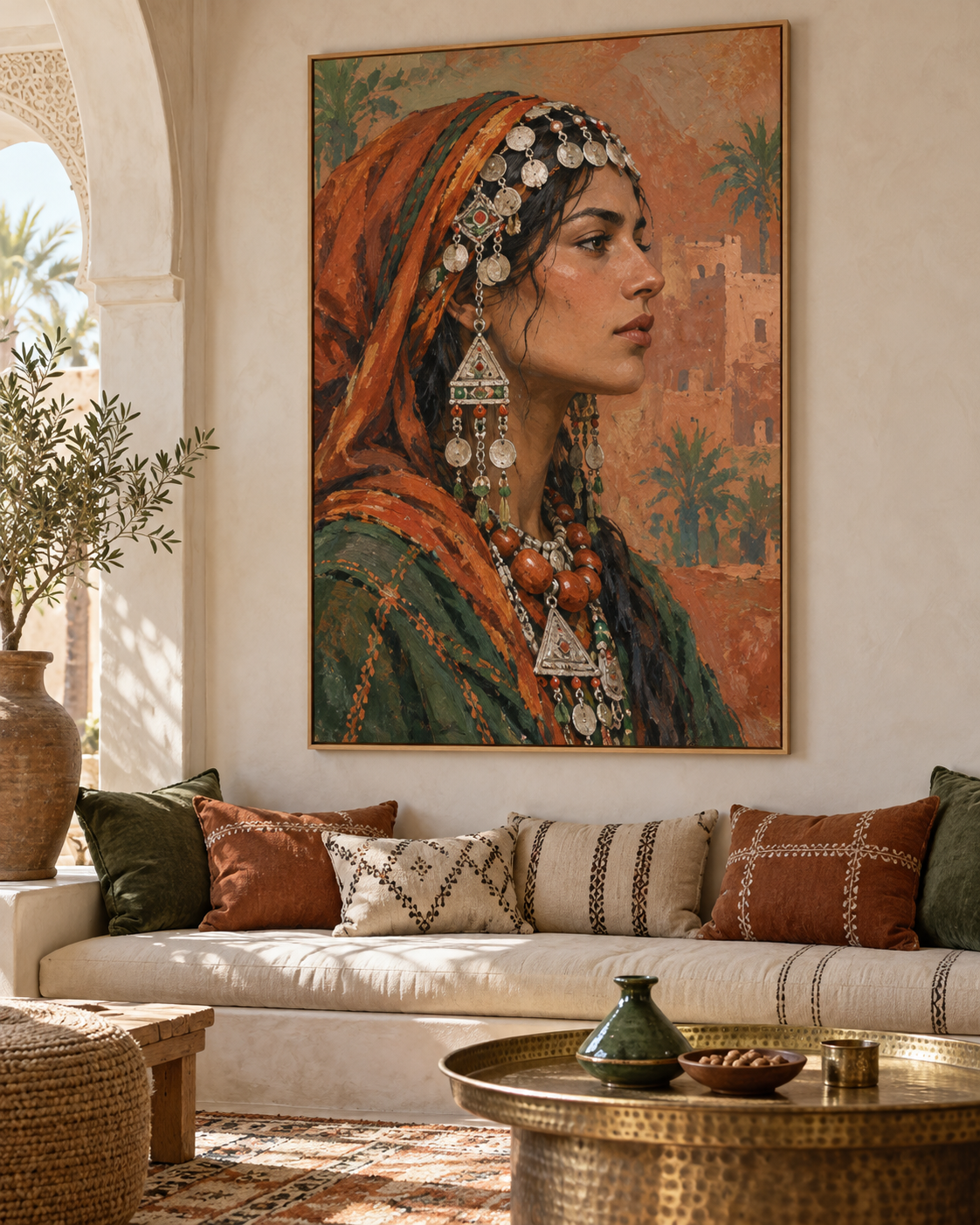 Tableau Femme amazighe accroché dans un intérieur