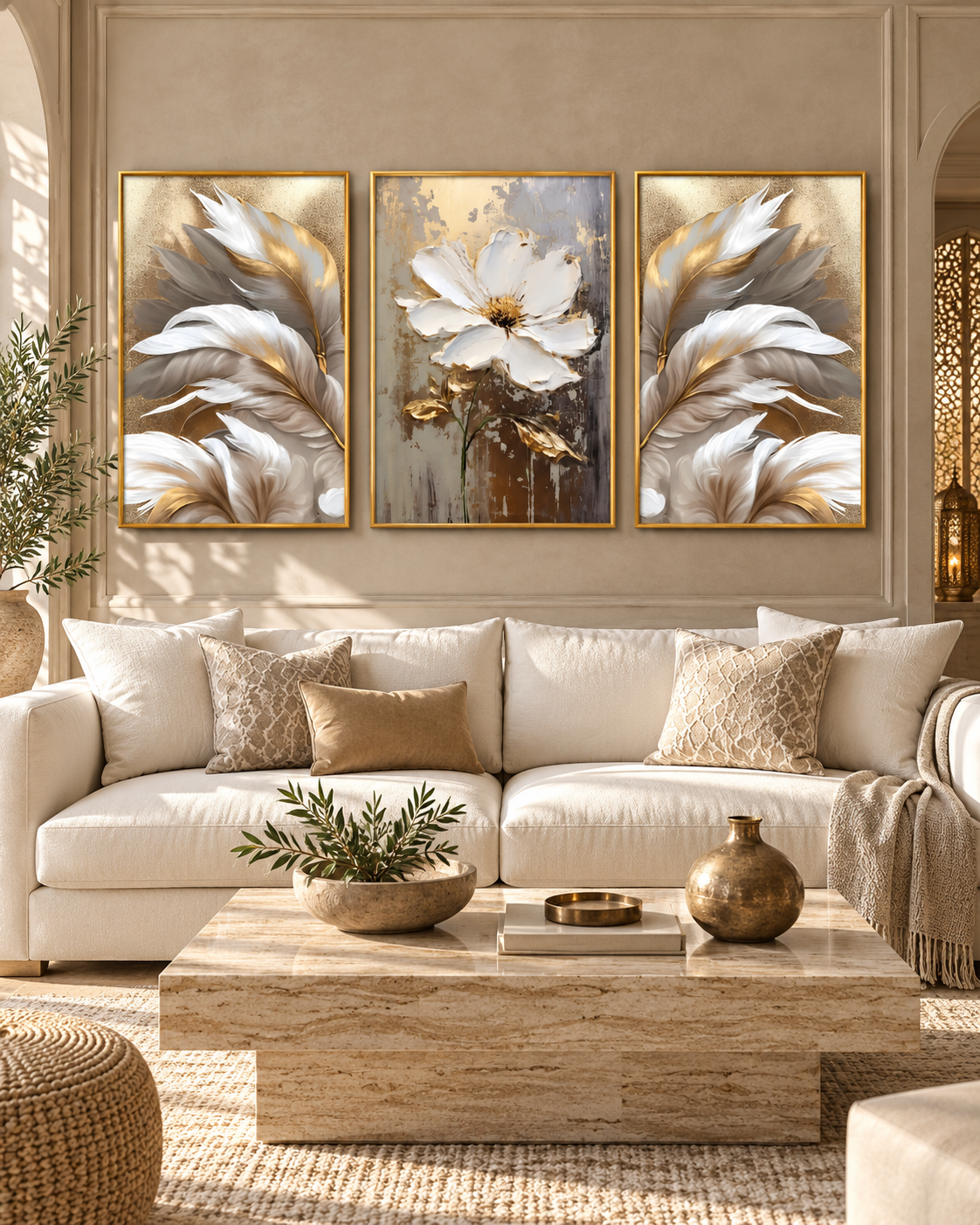 Tableau Fleur de lumière accroché dans un intérieur