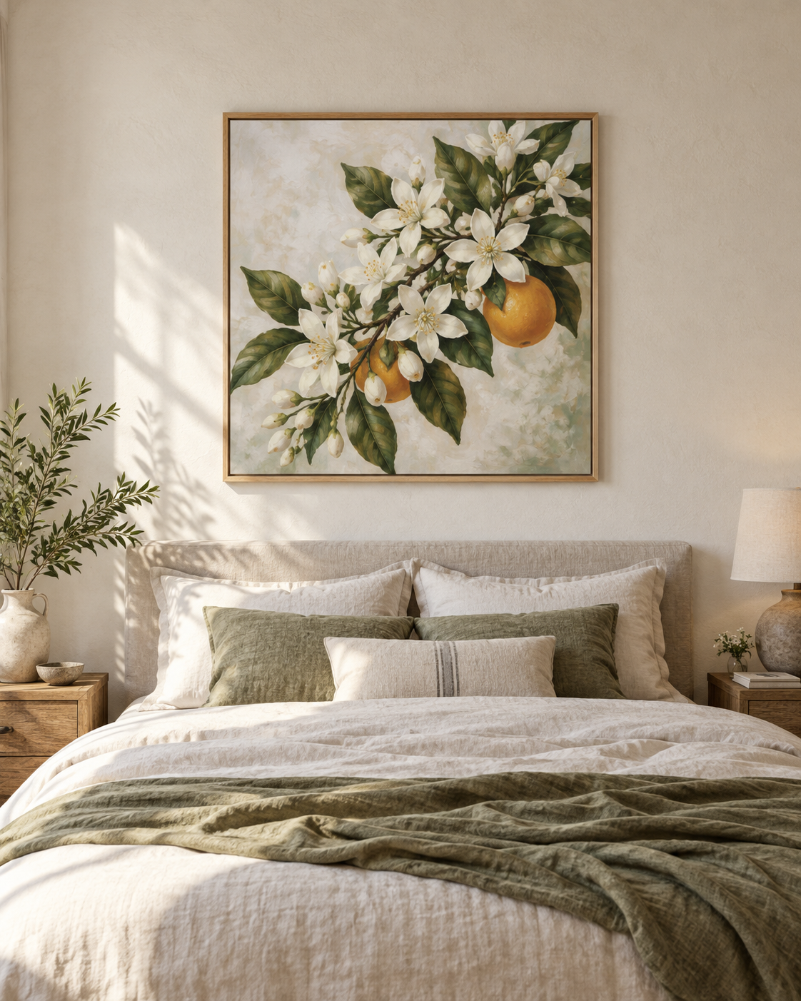 Tableau Fleur d'oranger accroché dans un intérieur