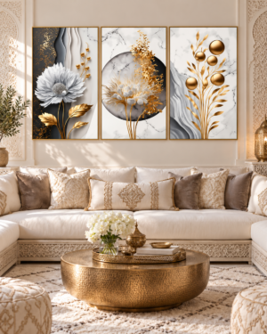 Tableau Fleurs de marbre accroché dans un intérieur