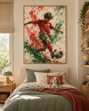 Tableau Footballeur accroché dans un intérieur