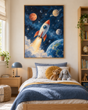 Tableau Fusée accroché dans un intérieur