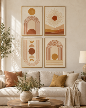 Tableau Galerie bohème accroché dans un intérieur