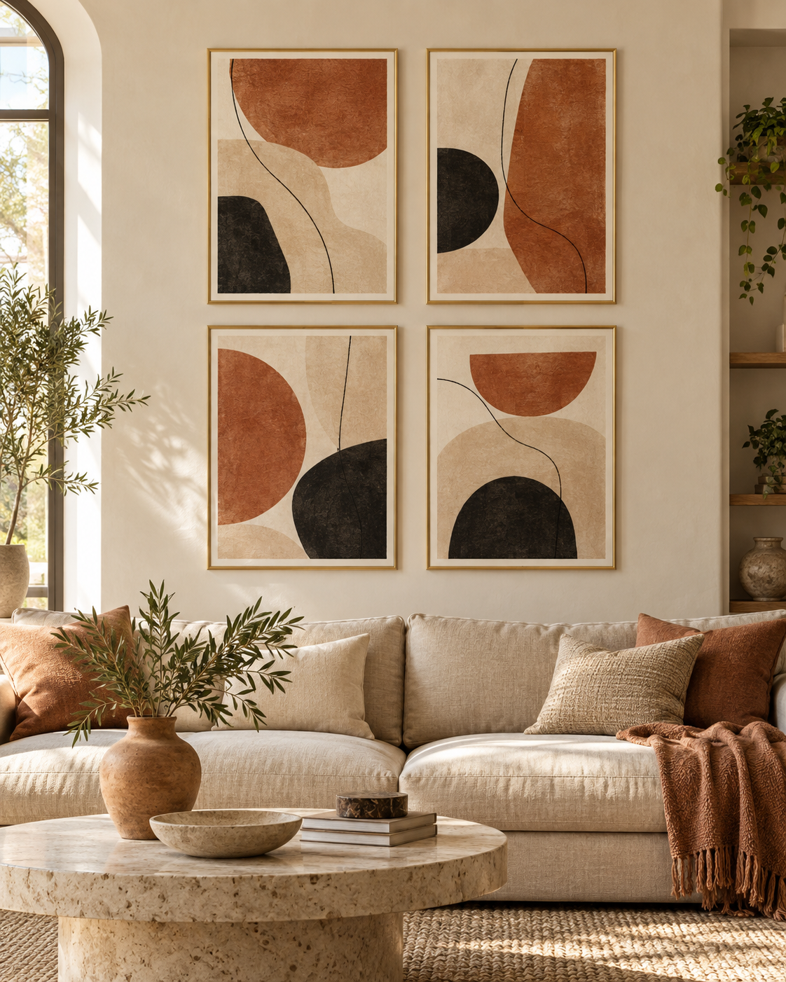 Tableau Galerie terracotta accroché dans un intérieur