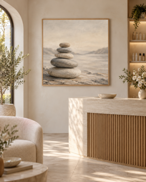 Tableau Galets accroché dans un intérieur
