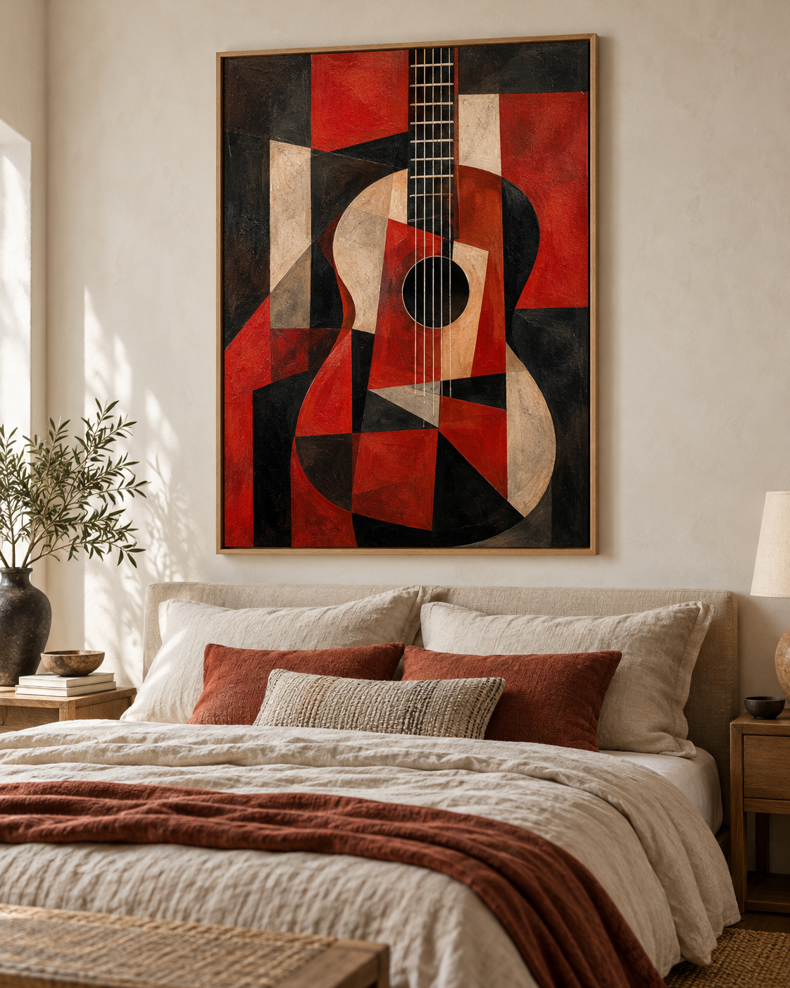 Tableau Guitare accroché dans un intérieur