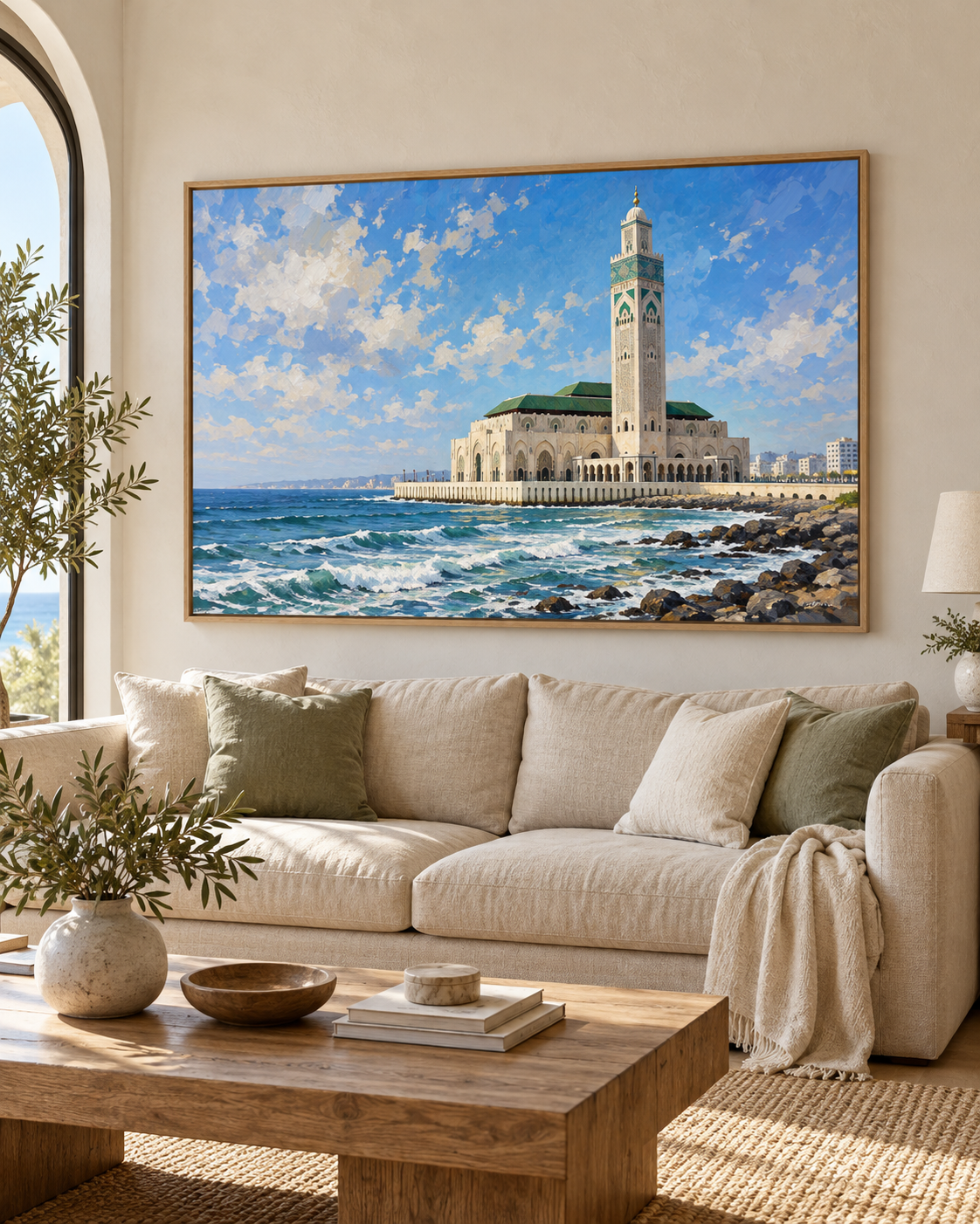 Tableau Hassan II accroché dans un intérieur