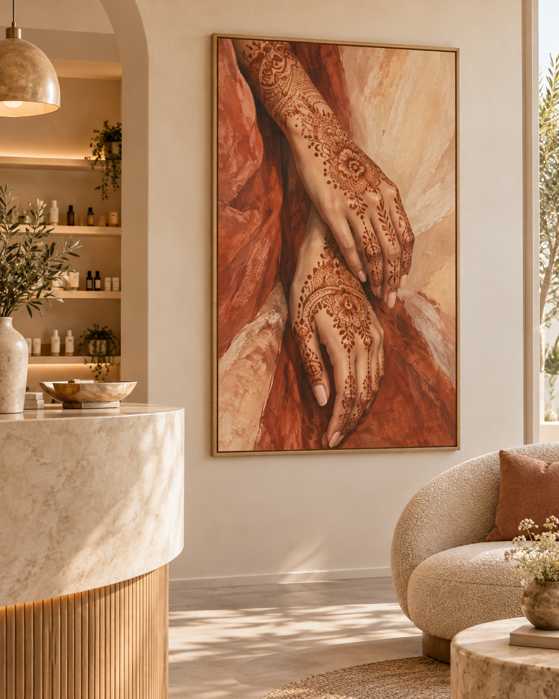 Tableau Henné accroché dans un intérieur