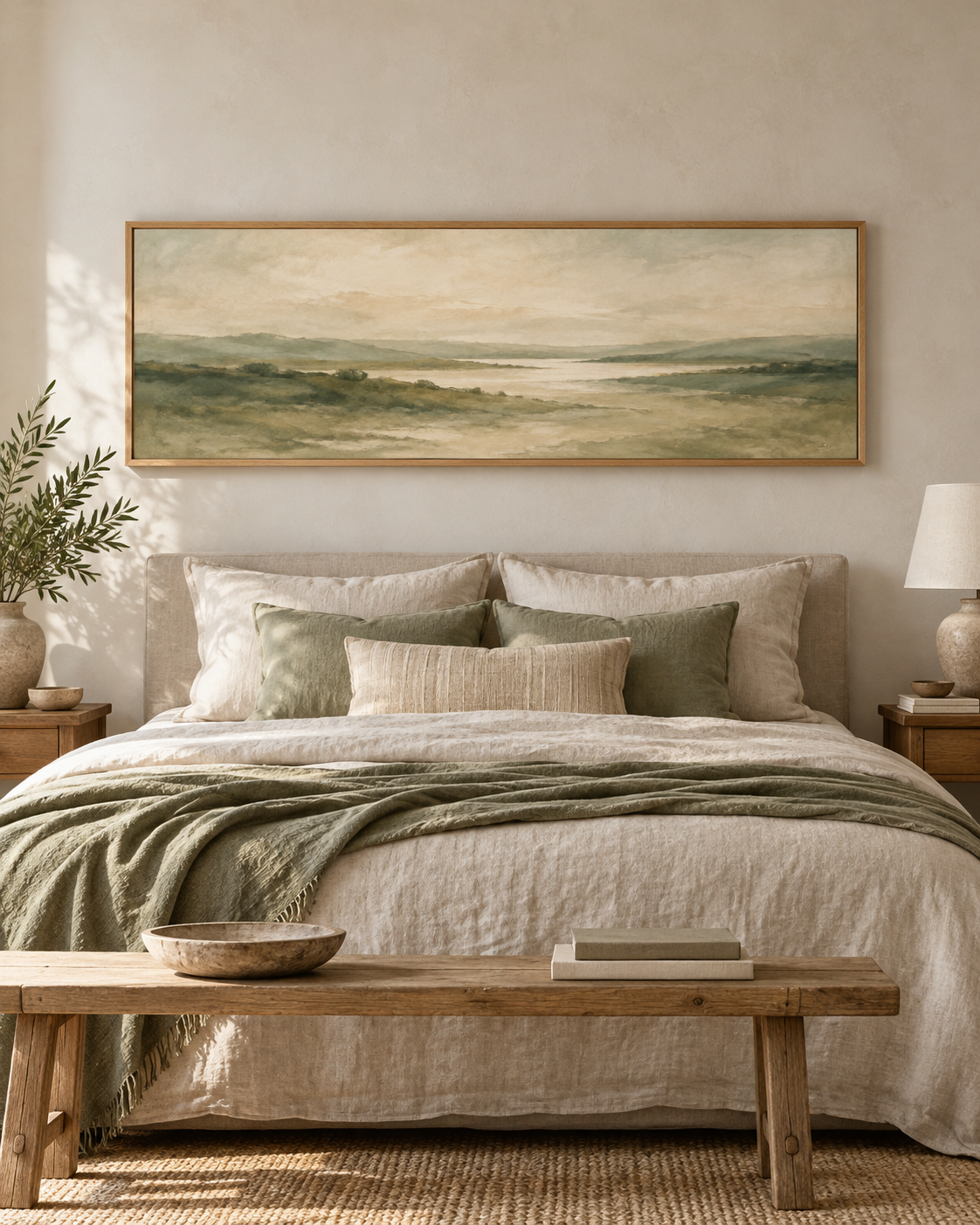 Tableau Horizon sauge accroché dans un intérieur