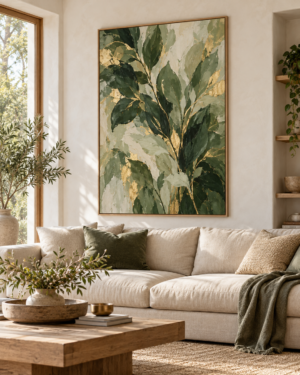 Tableau Jardin intérieur accroché dans un intérieur