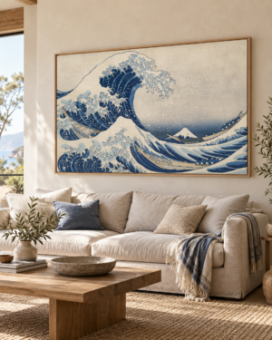 Tableau La vague accroché dans un intérieur