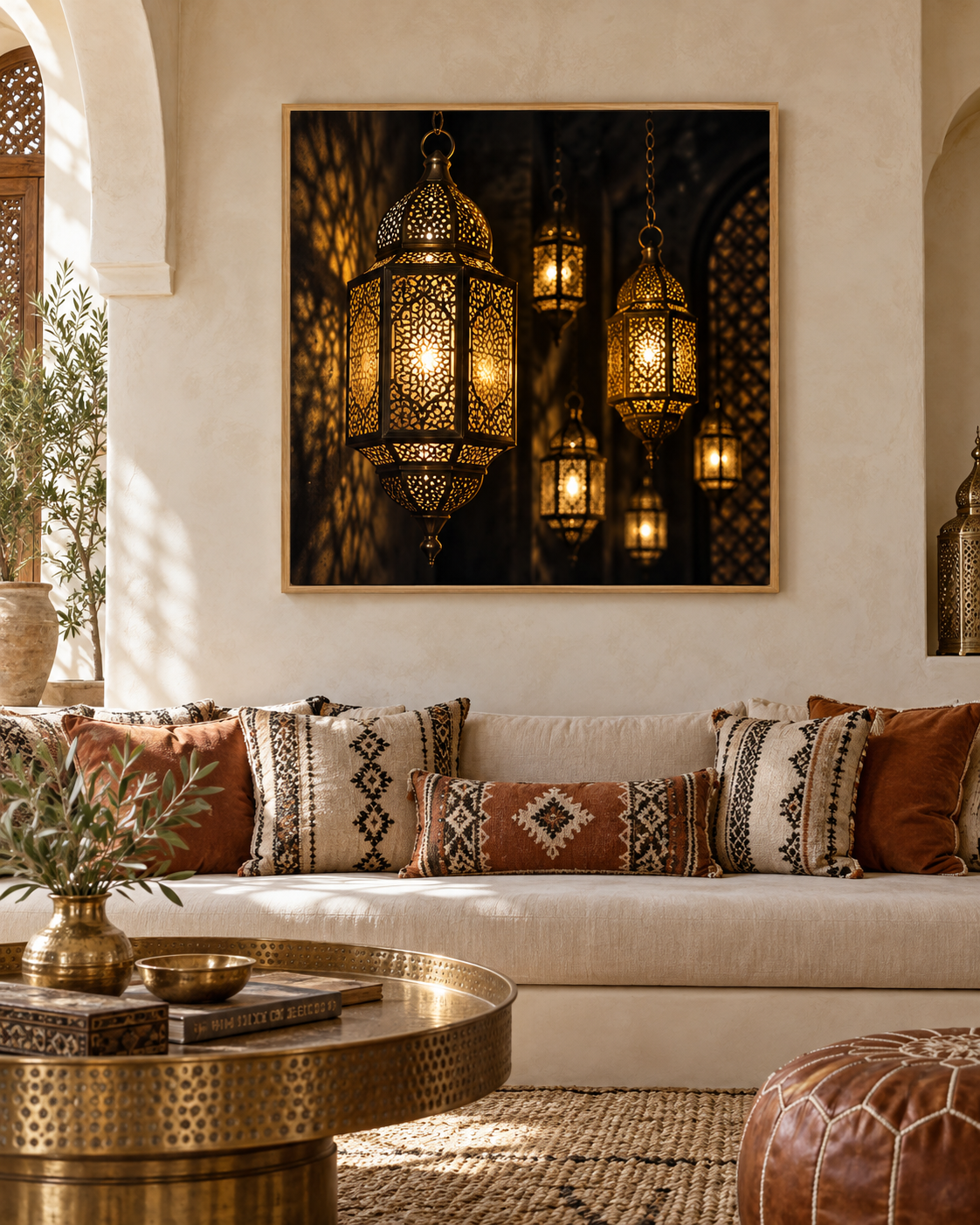 Tableau Lanternes de nuit accroché dans un intérieur