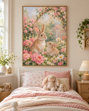 Tableau Lapins accroché dans un intérieur