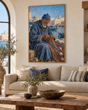 Tableau Le pêcheur accroché dans un intérieur