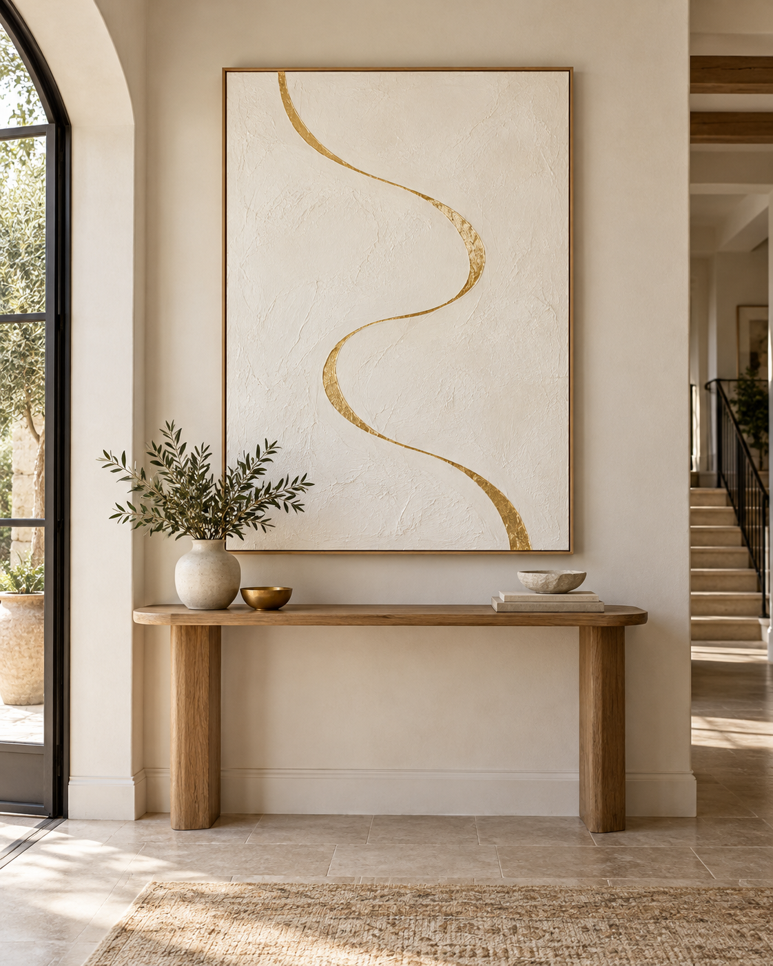 Tableau Ligne d'or accroché dans un intérieur