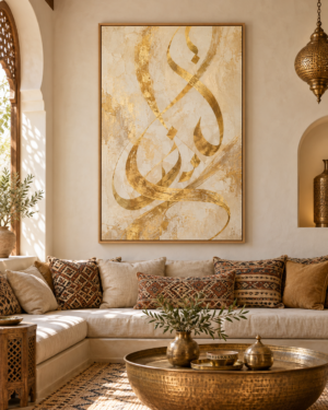 Tableau Lumière d'or accroché dans un intérieur