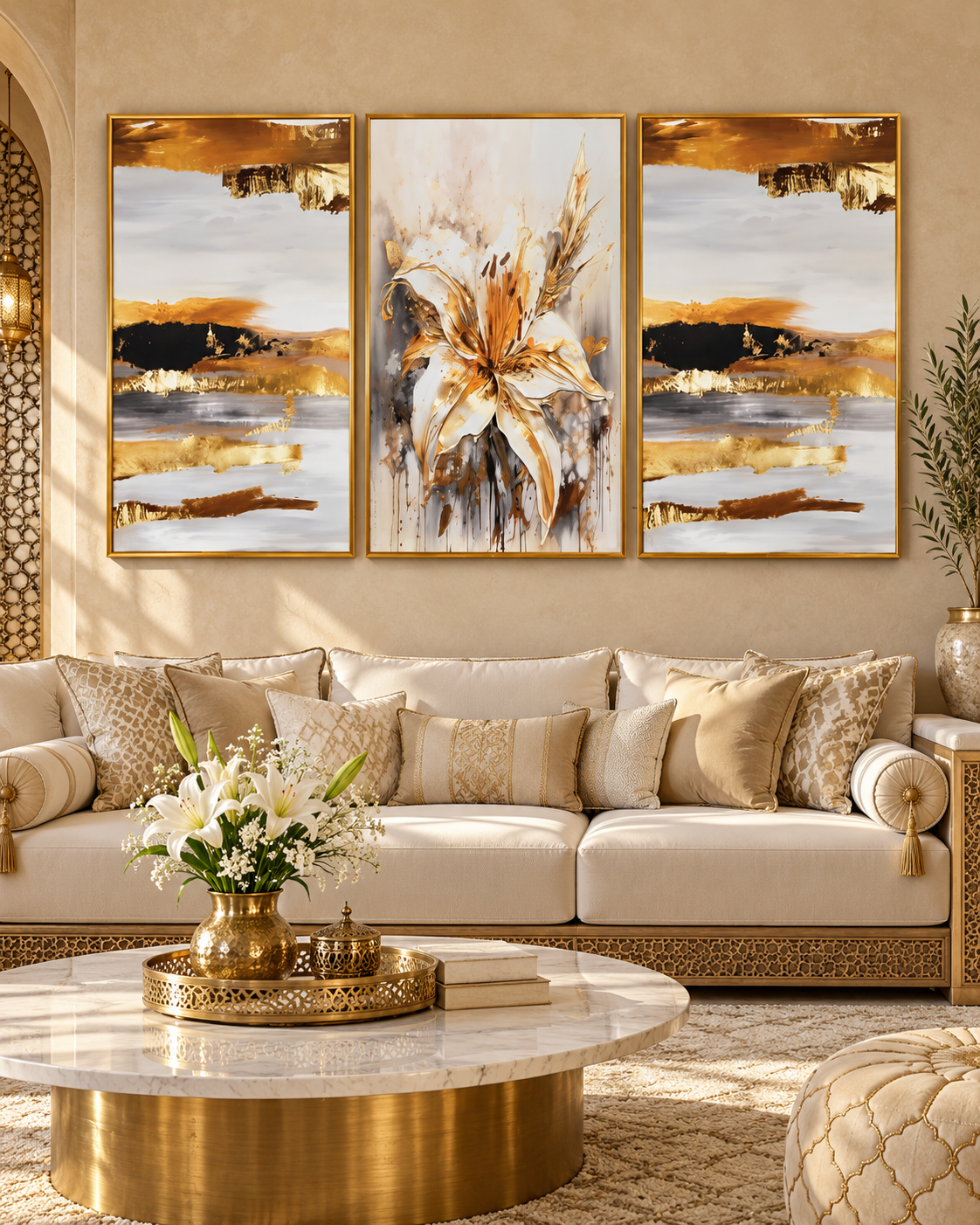 Tableau Lys doré accroché dans un intérieur