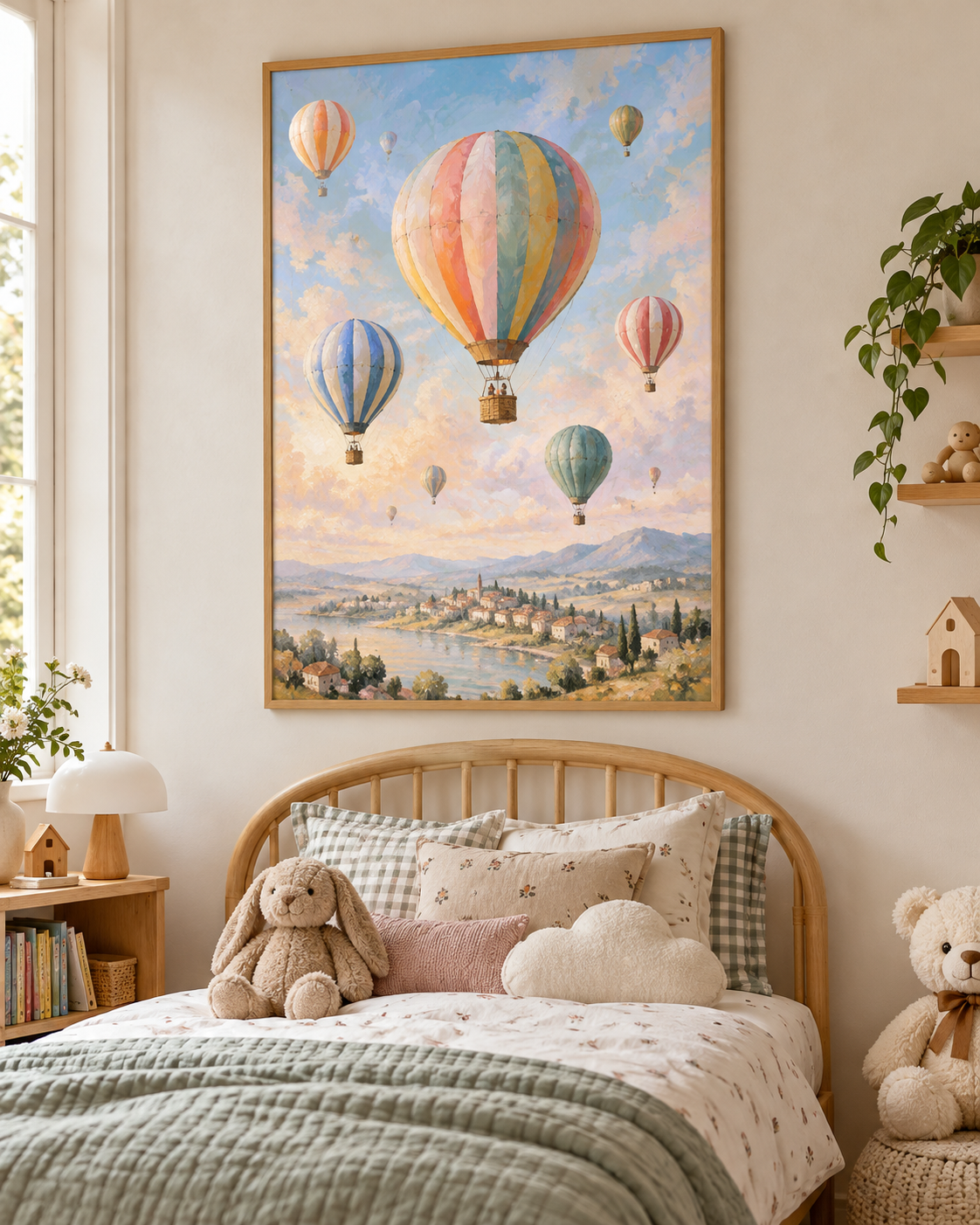 Tableau Montgolfières accroché dans un intérieur