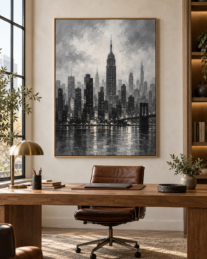 Tableau New York accroché dans un intérieur