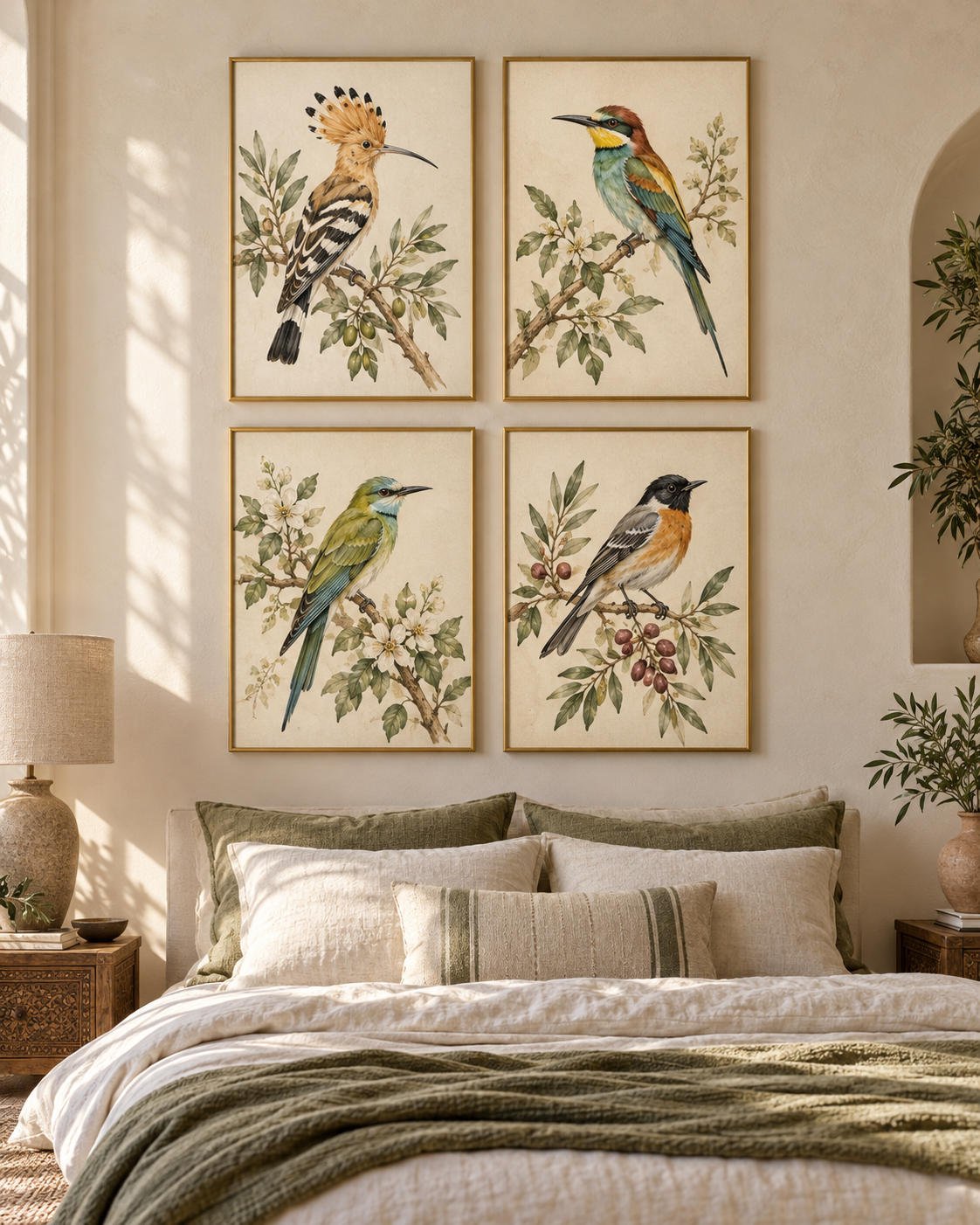 Tableau Oiseaux du Maroc accroché dans un intérieur