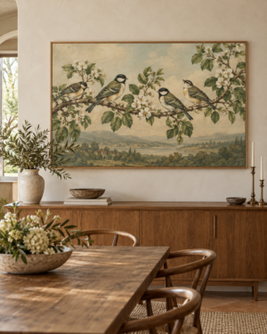 Tableau Oiseaux accroché dans un intérieur