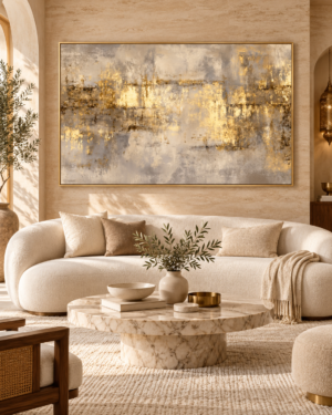 Tableau Or et brume accroché dans un intérieur